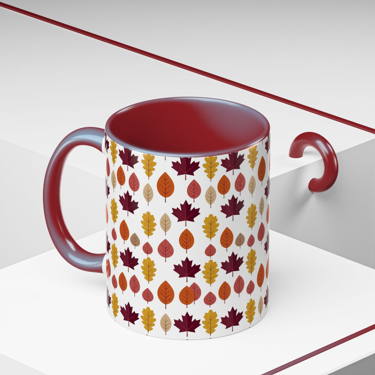 Autumn Leaves Accent Coffee Mug – Fall Leaf Pattern 11/15oz