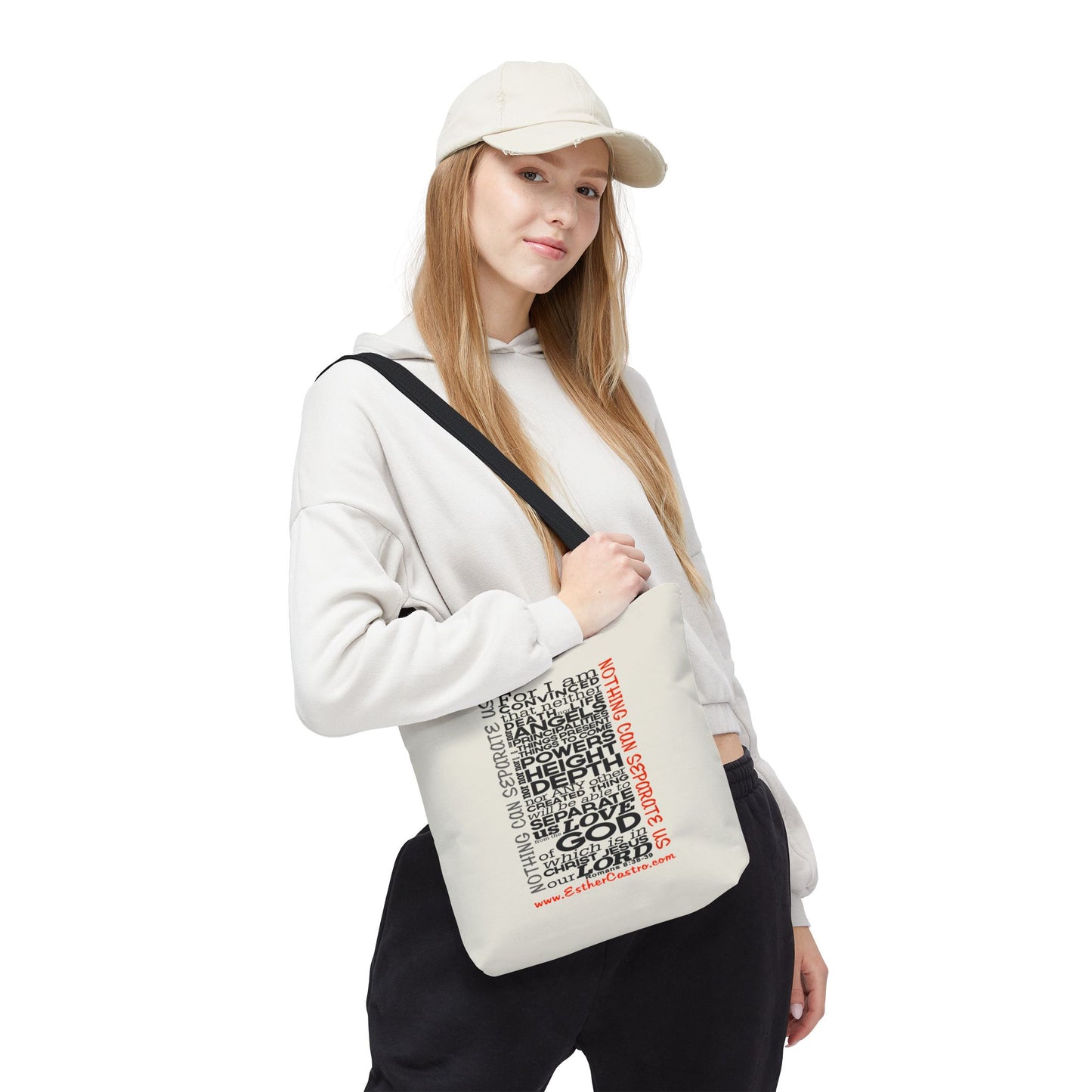 Tote Bag "Nothing Can Separate Us" Inspirational Scripture Word-Cloud