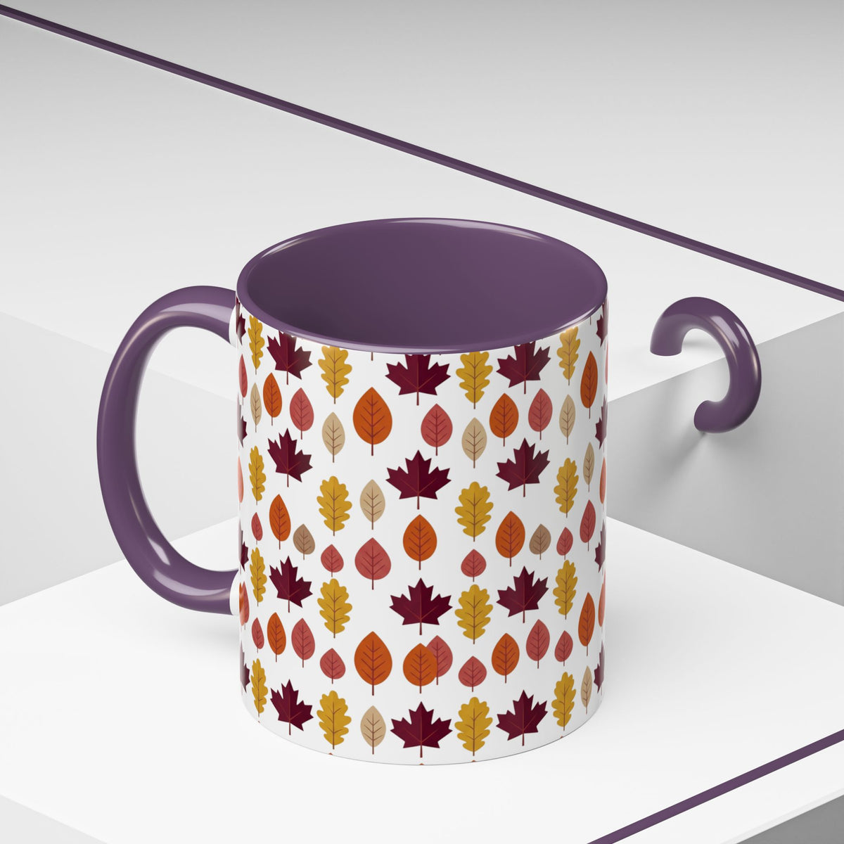 Autumn Leaves Accent Coffee Mug – Fall Leaf Pattern 11/15oz