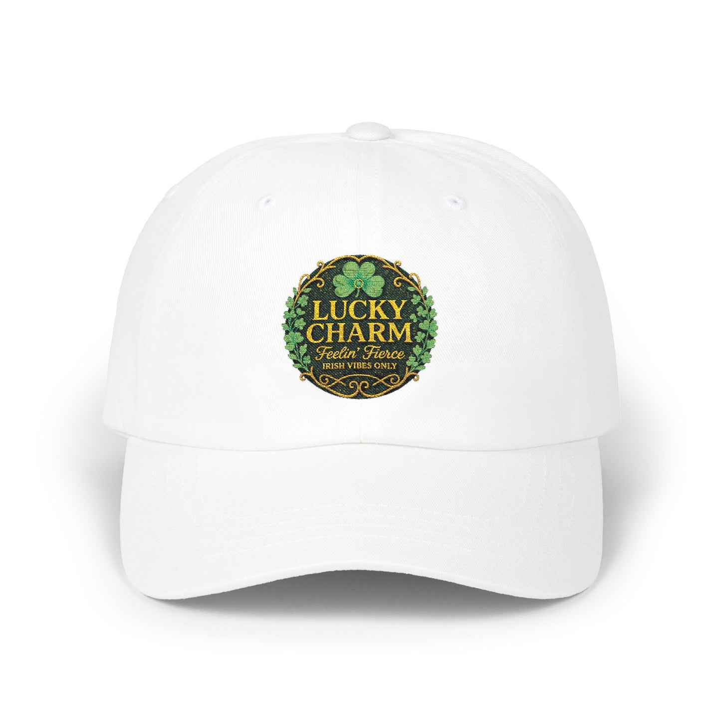Luck Charm Feelin' Fierce Embroidered Dad Cap — Irish Vibes St. Patrick's