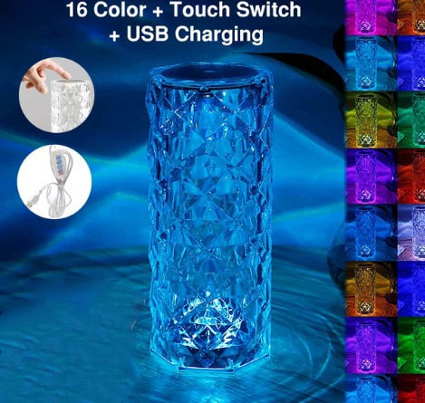 LED Crystal Table Lamp Rose Light Projector