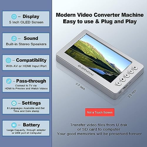 VHS to Digital Converter, Video to Digital Converter,1080P Video Device, Analog to Digital Video Converter, Video & Audio Recording from VCR, VHS, DVD, Tapes, Hi8, Camcorders, Gaming Systems