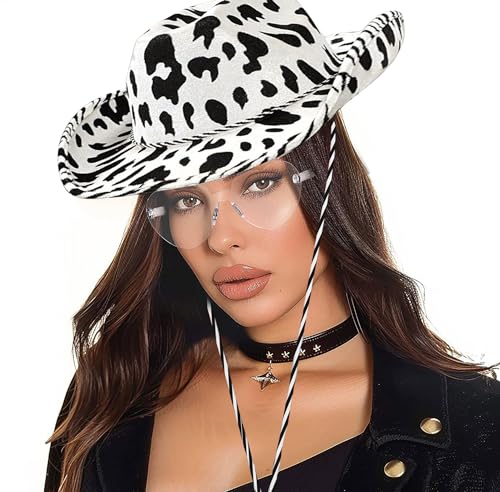 JeVenis Juego de 3 sombreros de vaquera, sombrero de vaquero para mujer, sombrero de vaquera occidental, bandana, gafas de sol, pendientes, despedida de soltera, cumpleaños