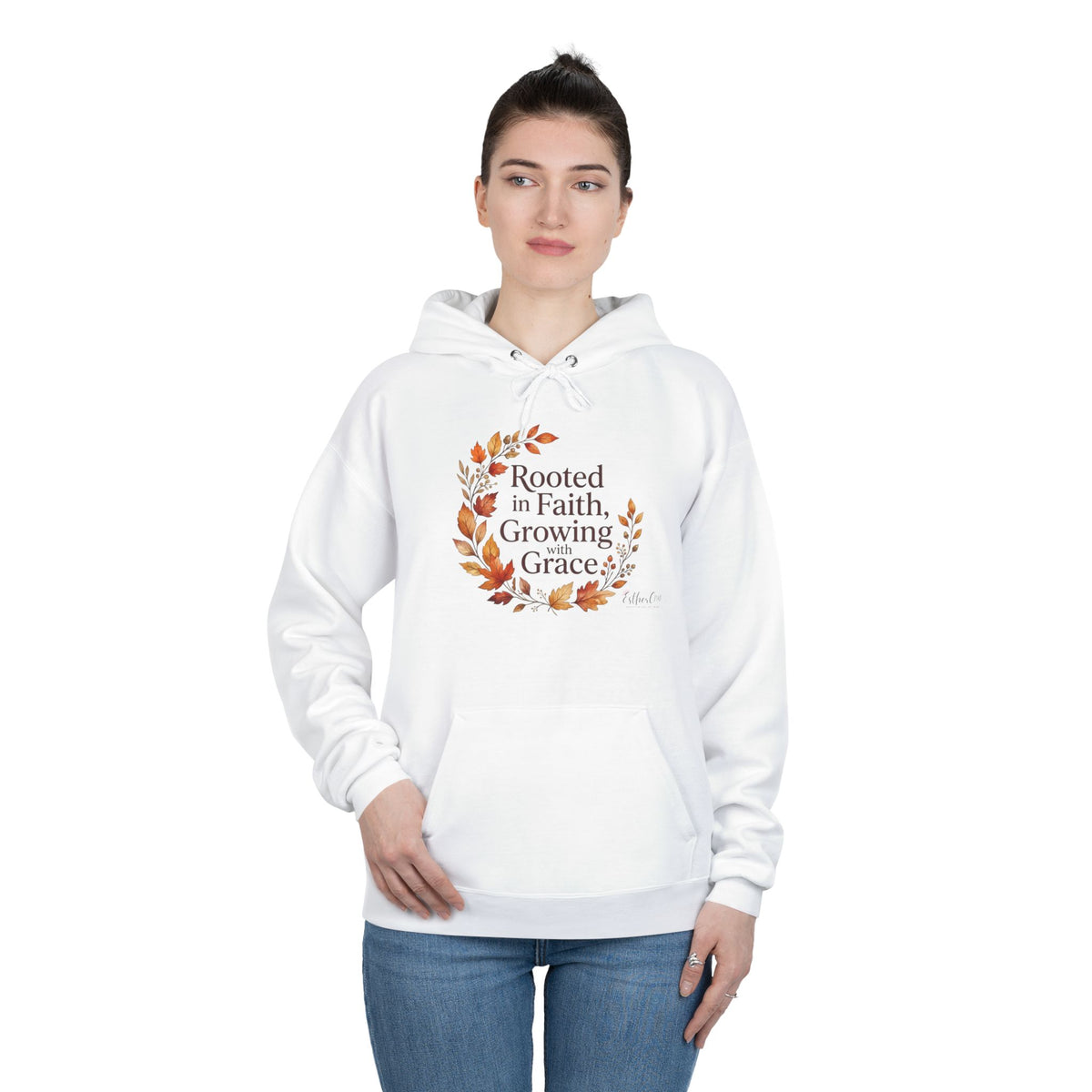 Christian Faith Hoodie — "Rooted in Faith, Growing with Grace" Autumn Wreath Pullover