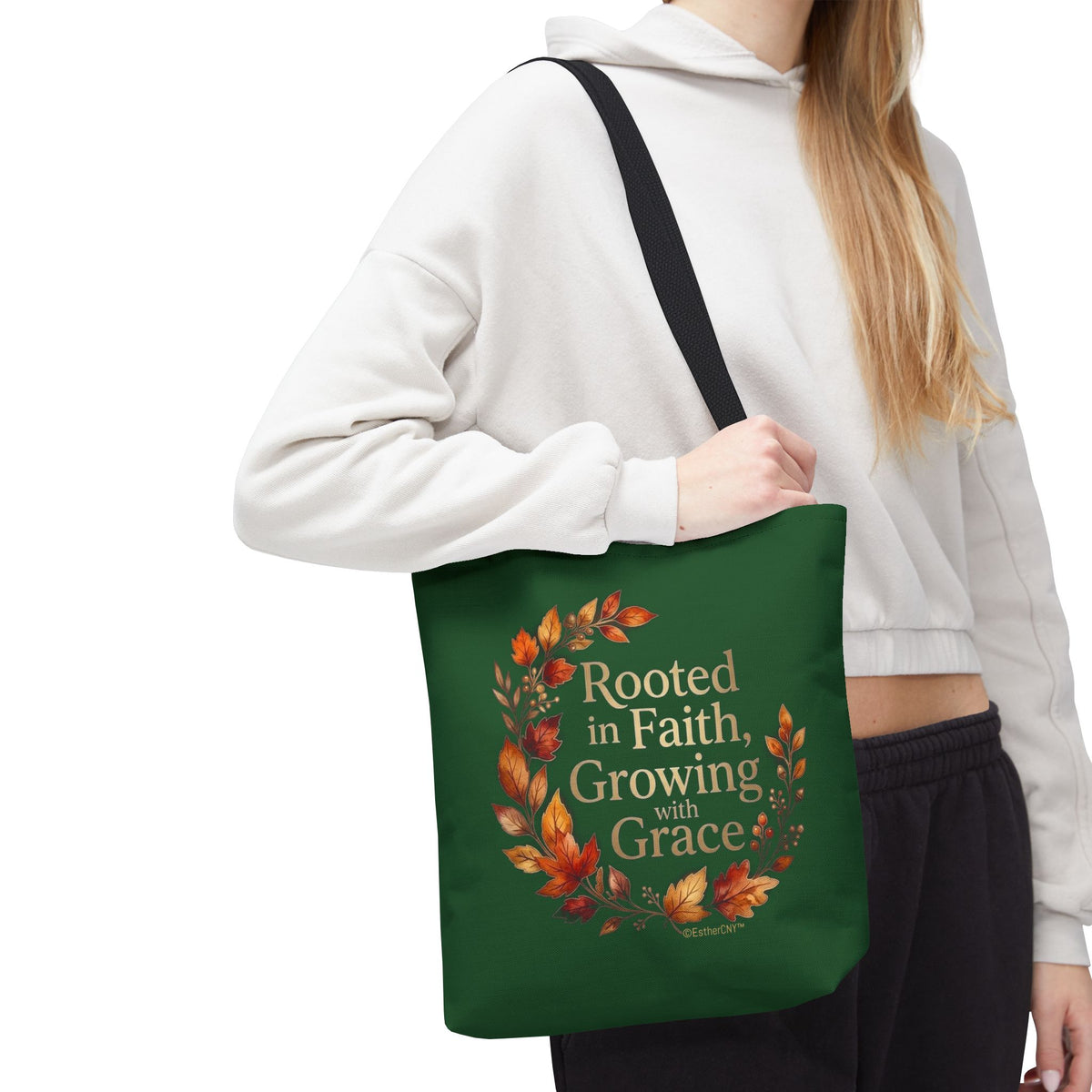 Faith Wreath Tote — "Rooted in Faith, Growing with Grace" Fall Canvas Bag