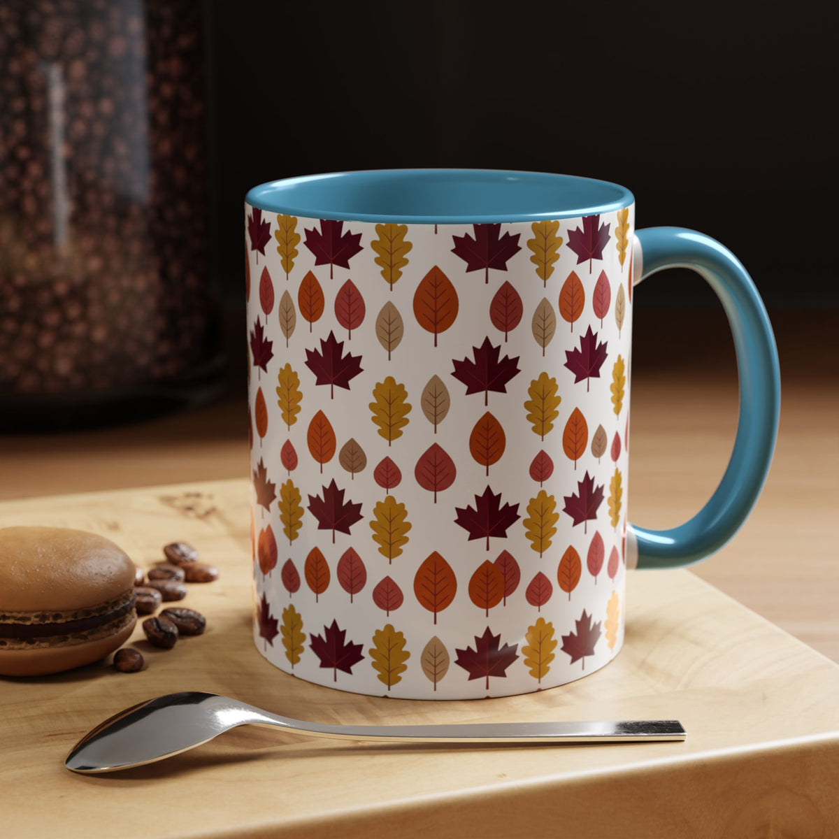 Autumn Leaves Accent Coffee Mug – Fall Leaf Pattern 11/15oz