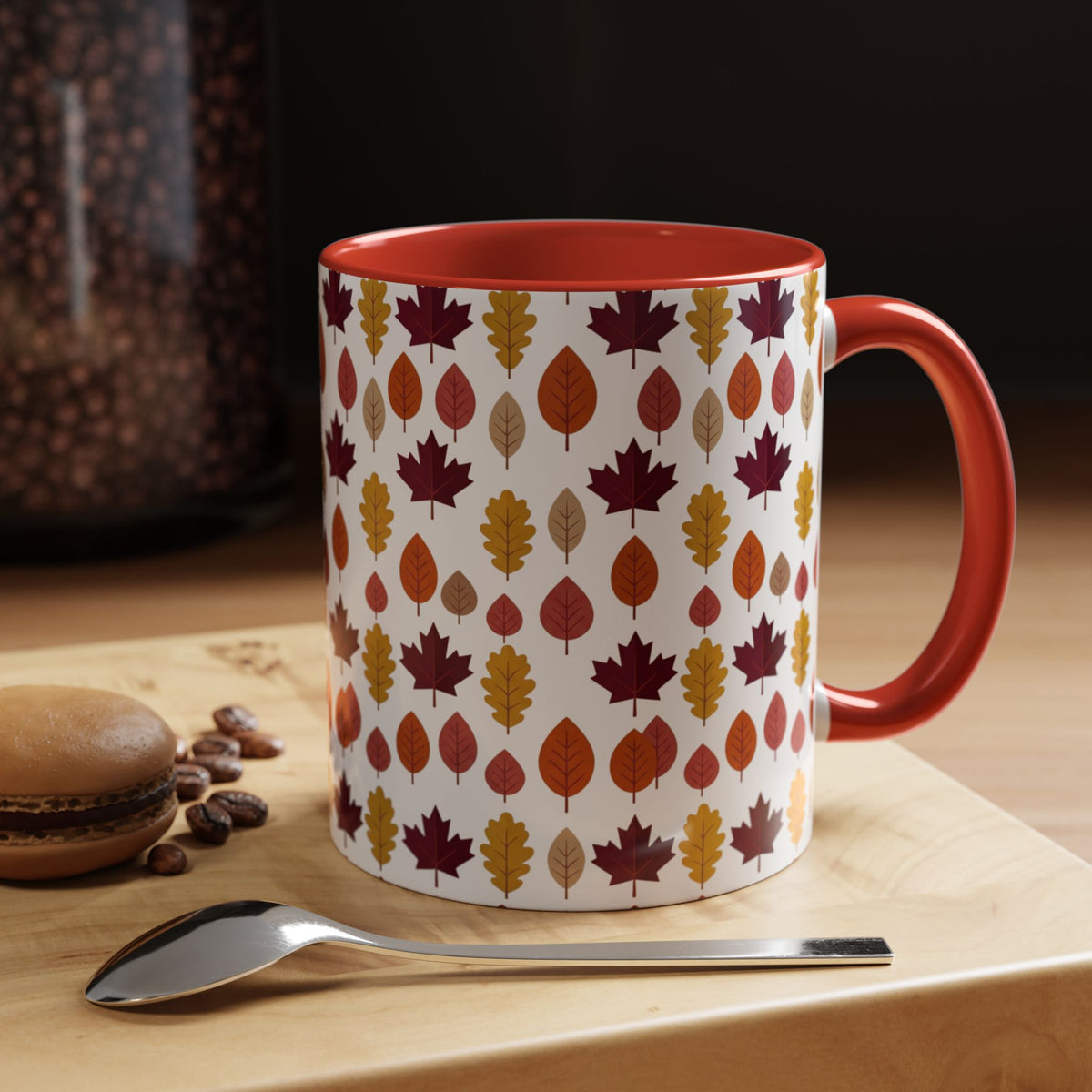 Autumn Leaves Accent Coffee Mug – Fall Leaf Pattern 11/15oz