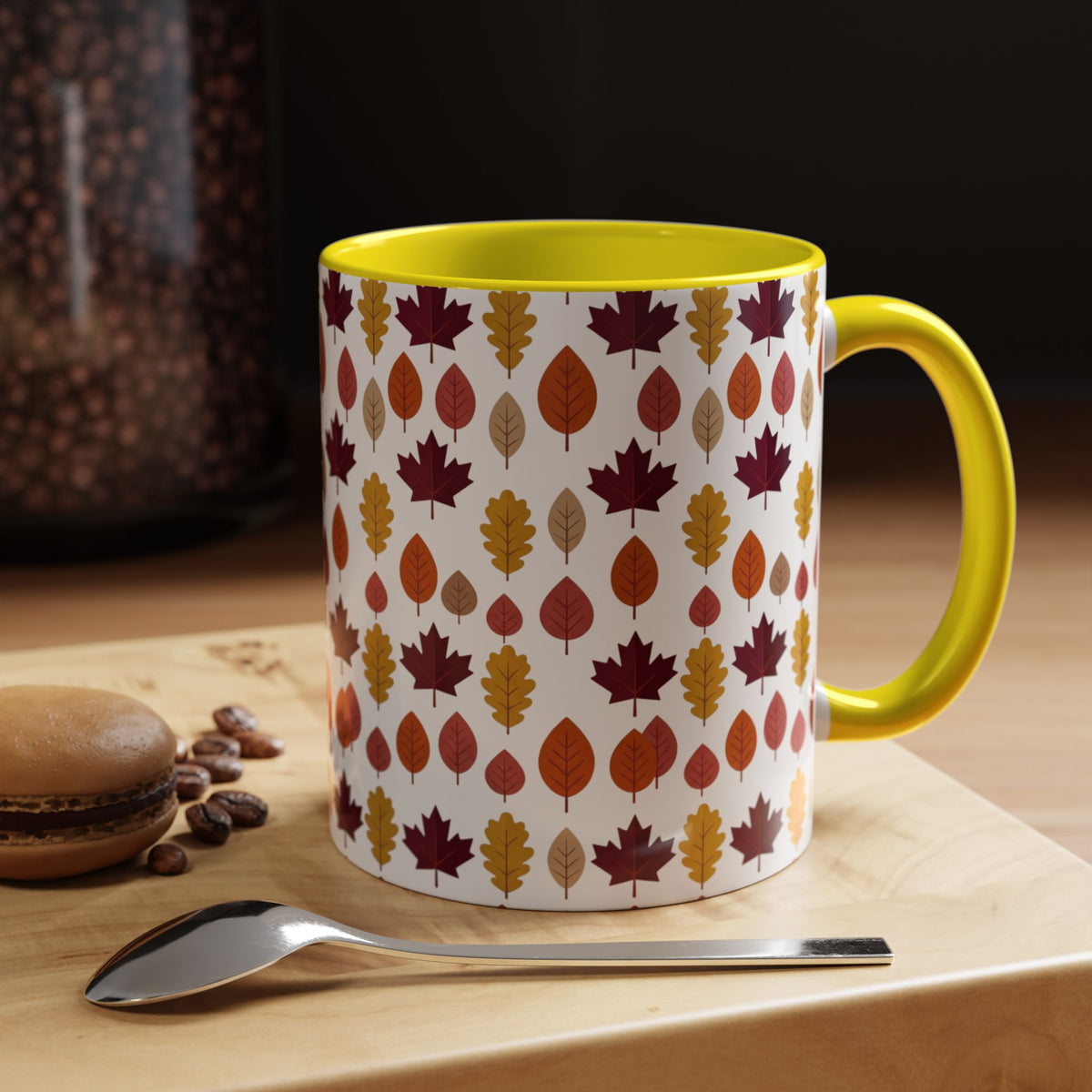 Autumn Leaves Accent Coffee Mug – Fall Leaf Pattern 11/15oz