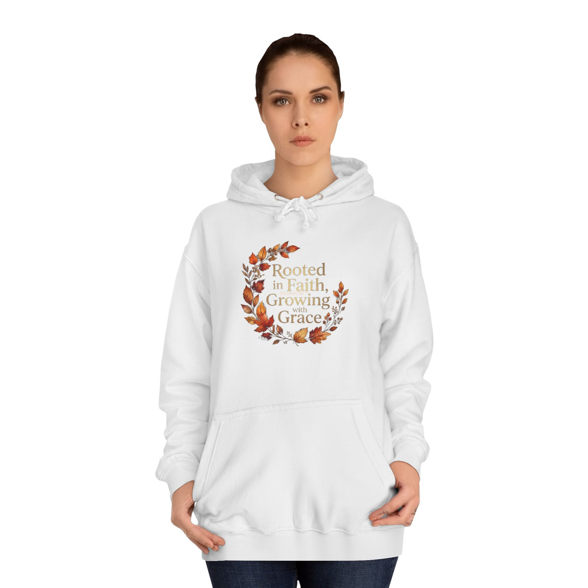 Hoodie - Rooted in Faith, Growing with Grace, Fall Wreath Hoodie