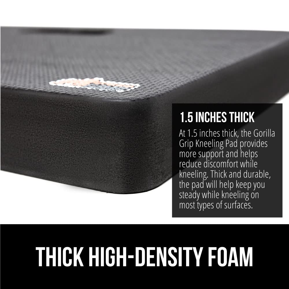 Gorilla Grip Extra Thick Kneeling Pad, Supportive Soft Foam Cushioning for Knee, Water Resistant Construction for Gardening, Bathing Baby, Workout Supplies, Lightweight, Garden Work Gifts, Black