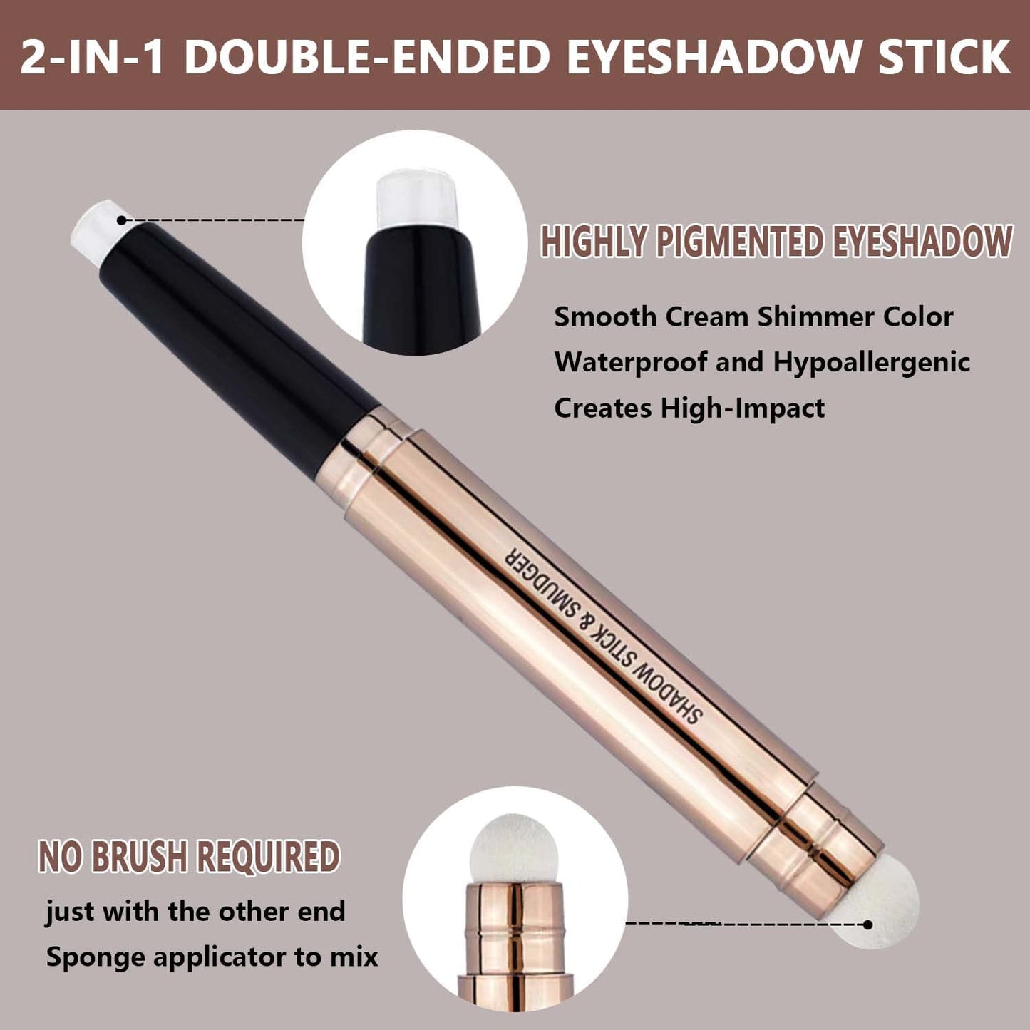 White Eyeshadow Stick Makeup，Cream Shimmer Smooth Glitter Eye Shadow Pencil Base Primer Palette, Waterproof Long Lasting EyeShadow Pen White Liner, Highlighter Stick Multi-Dimensional Eyes Look