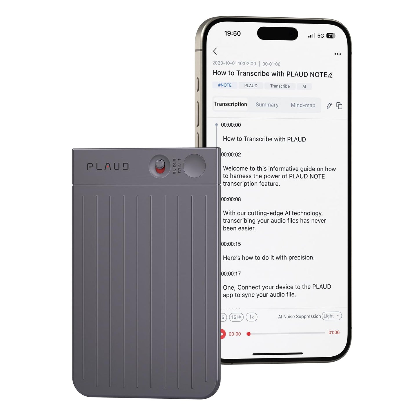 AI Voice Recorder, PLAUD Note Voice Recorder w/Case, App Control, Transcribe & Summarize Empowered by ChatGPT, Support 57 Languages, 64GB Memory, Audio Recorder for Calls, Meetings, Interviews, Black