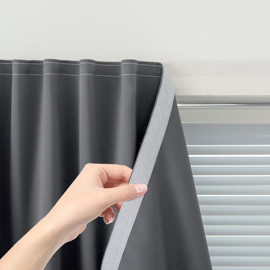 Sovtfides Blackout Curtains with Self Adhesive Tape No Rod No Drill Easy Install Window Cover for Bedroom Kitchen Dorm 34" W X 59" L Grey 1 Panel