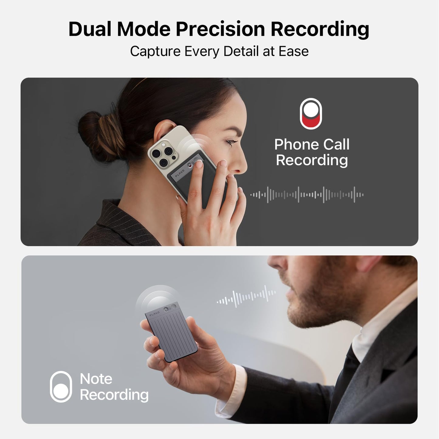 AI Voice Recorder, PLAUD Note Voice Recorder w/Case, App Control, Transcribe & Summarize Empowered by ChatGPT, Support 57 Languages, 64GB Memory, Audio Recorder for Calls, Meetings, Interviews, Black