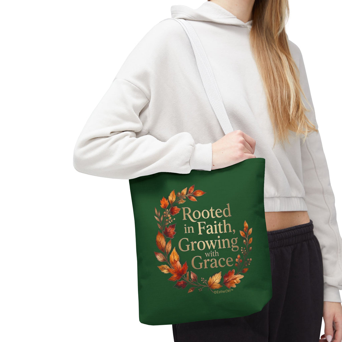 Faith Wreath Tote — "Rooted in Faith, Growing with Grace" Fall Canvas Bag