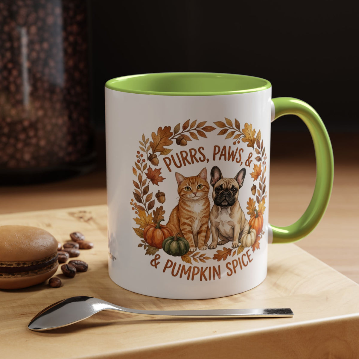 Fall Pet Mug - "Purrs, Paws & Pumpkin Spice" Accent Coffee Mug