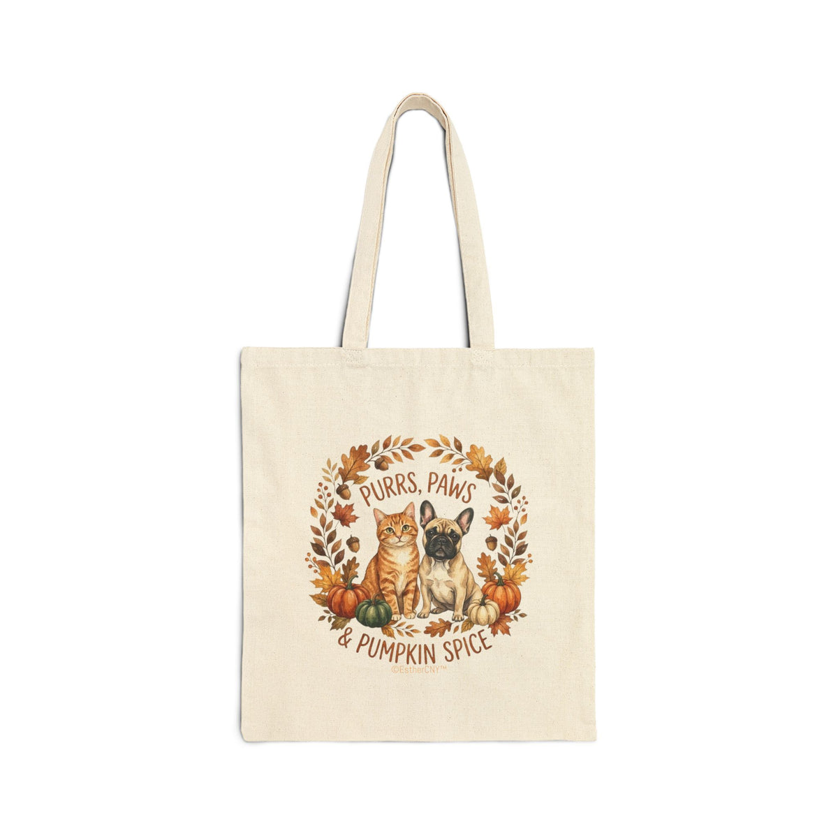 Purrs, Paws & Pumpkin Spice Canvas Tote Bag