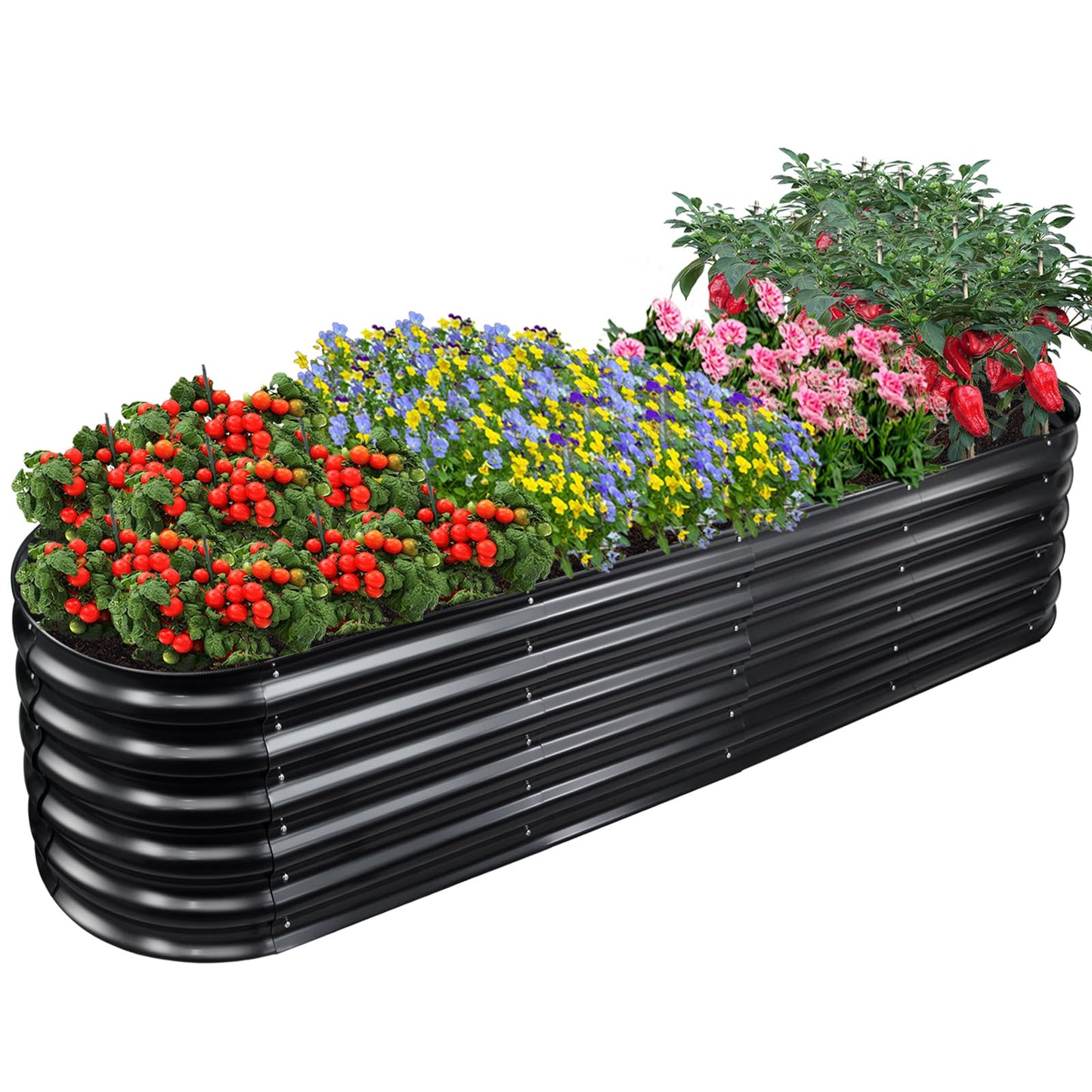 EDOSTORY 8x2x1.4ft Metal Raised Bed Garden Bed Kit, 17" Tall Galvanized Planter Raised Garden Boxes Outdoor, Large Metal Raised Garden Beds for Vegetables, Flowers, Herbs