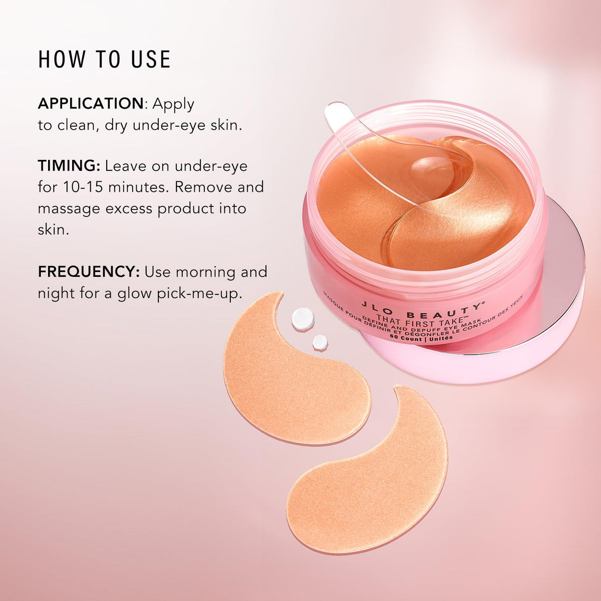 JLO BEAUTY That First Take Hydrogel Under Eye Patches, Peptides, 60 Count