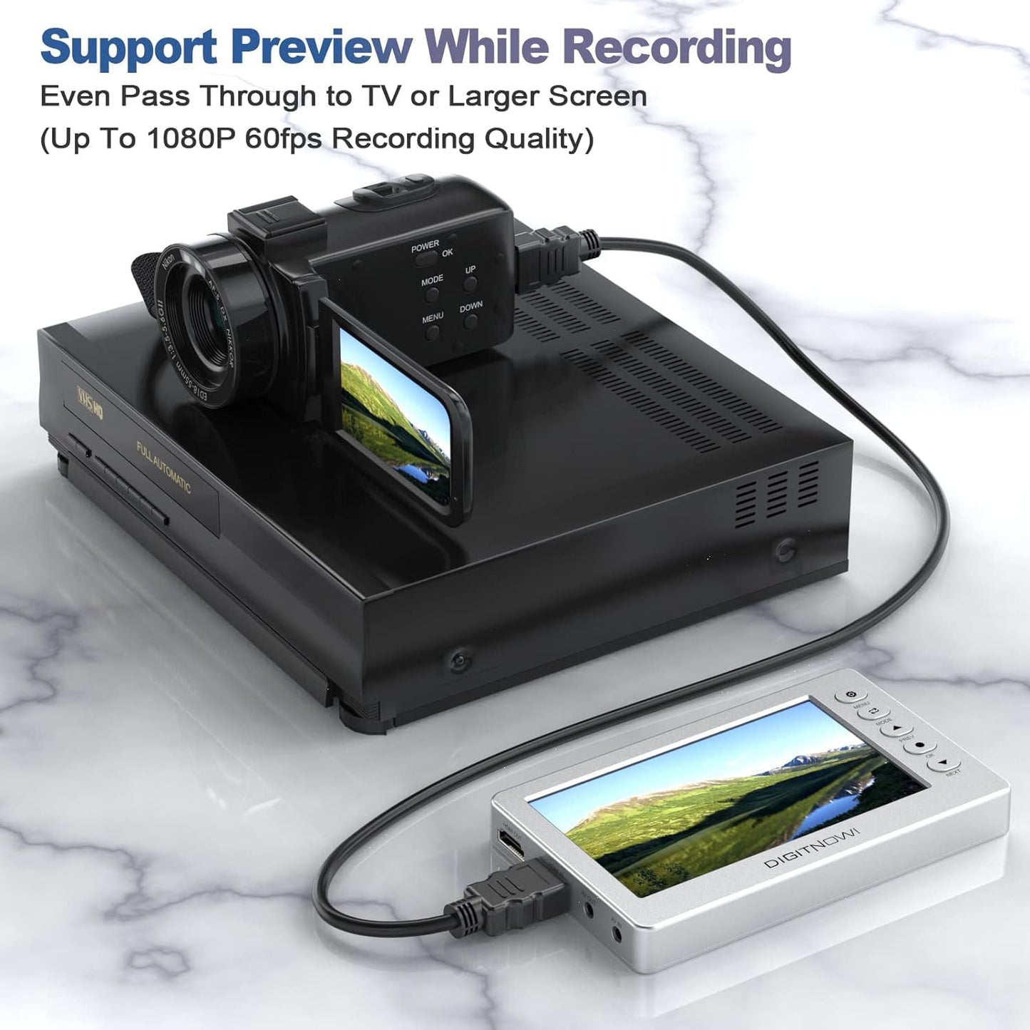 VHS to Digital Converter, Video to Digital Converter,1080P Video Device, Analog to Digital Video Converter, Video & Audio Recording from VCR, VHS, DVD, Tapes, Hi8, Camcorders, Gaming Systems