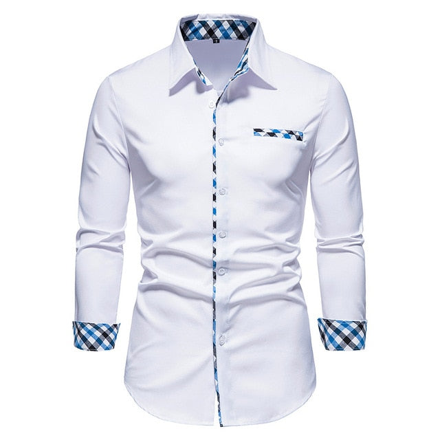 Camisas formales de patchwork a cuadros para hombres