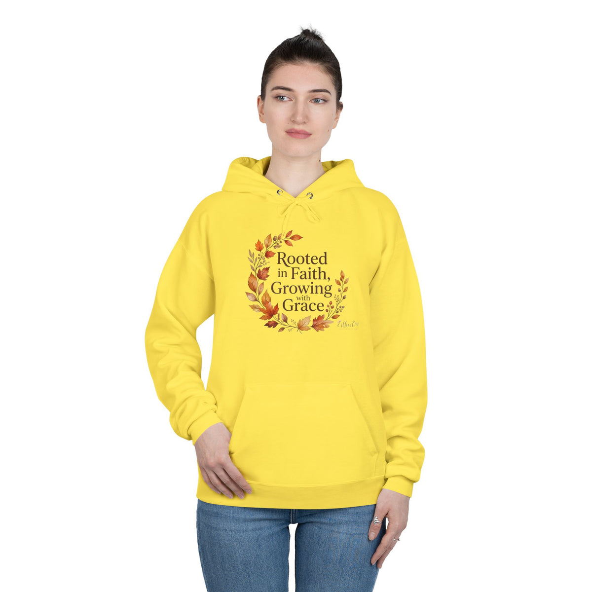 Christian Faith Hoodie — "Rooted in Faith, Growing with Grace" Autumn Wreath Pullover