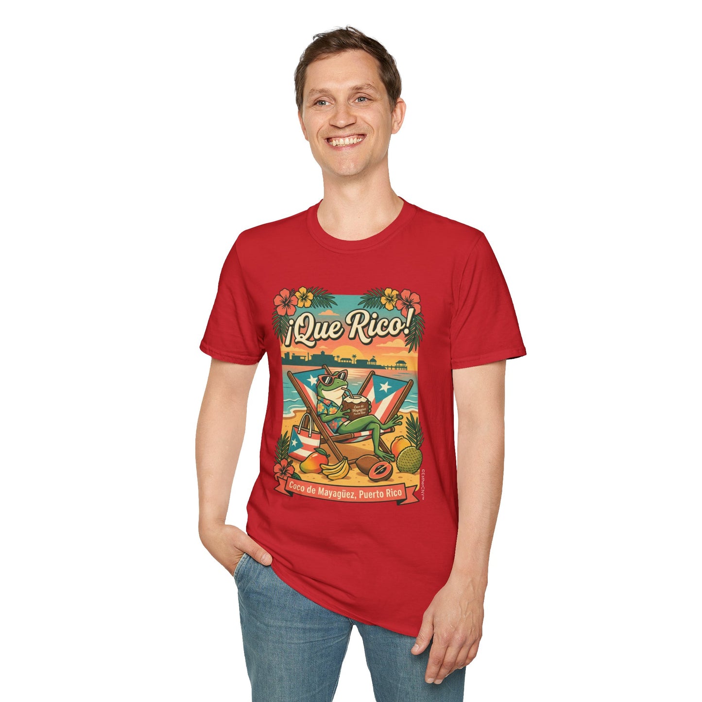 Tropical Frog Beach T‑Shirt — "Coco de Mayagüez Puerto Rico" Summer Vacation Tee