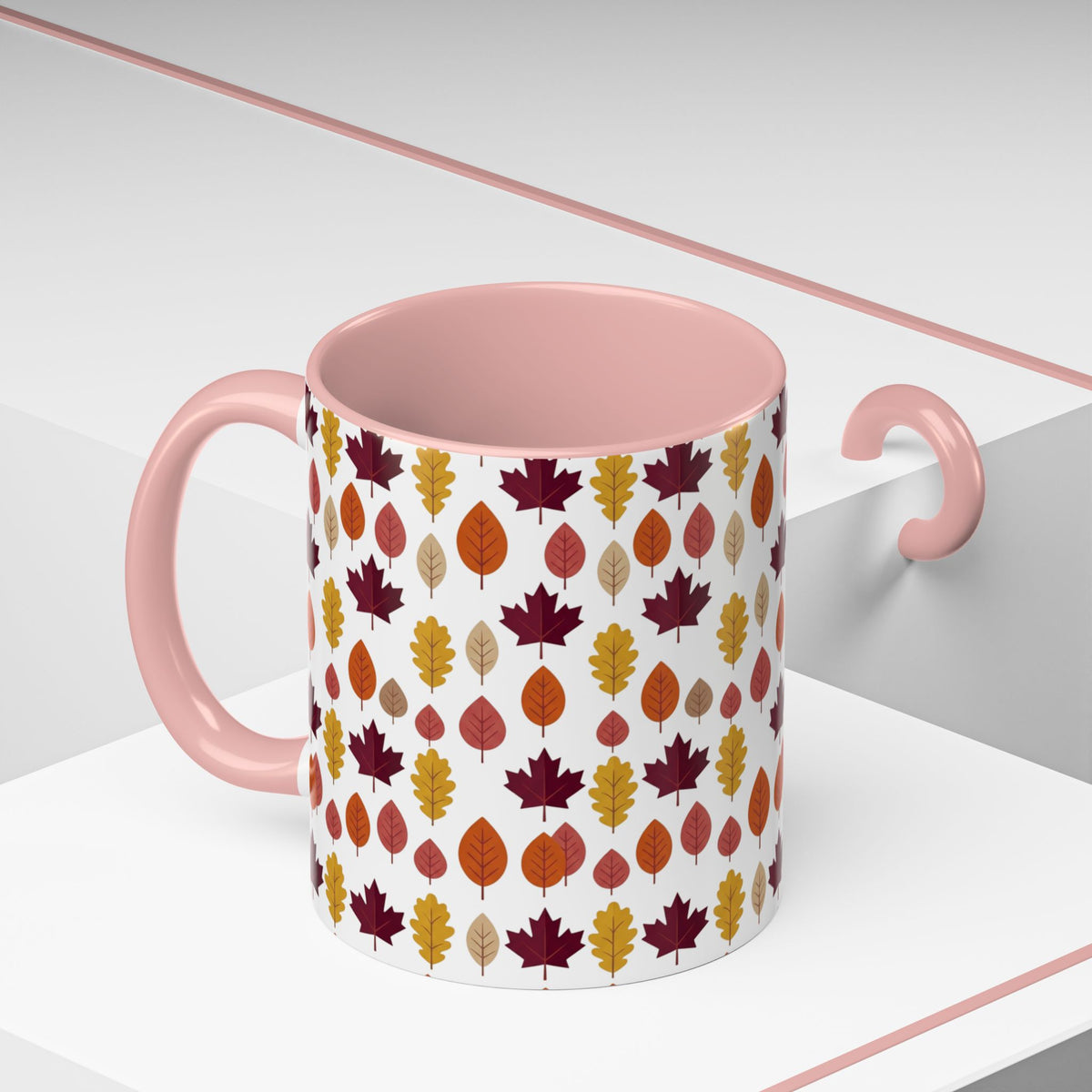 Autumn Leaves Accent Coffee Mug – Fall Leaf Pattern 11/15oz