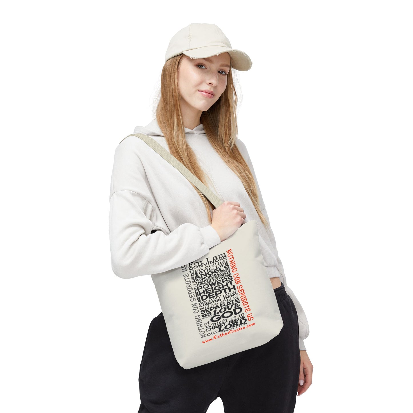 Tote Bag "Nothing Can Separate Us" Inspirational Scripture Word-Cloud