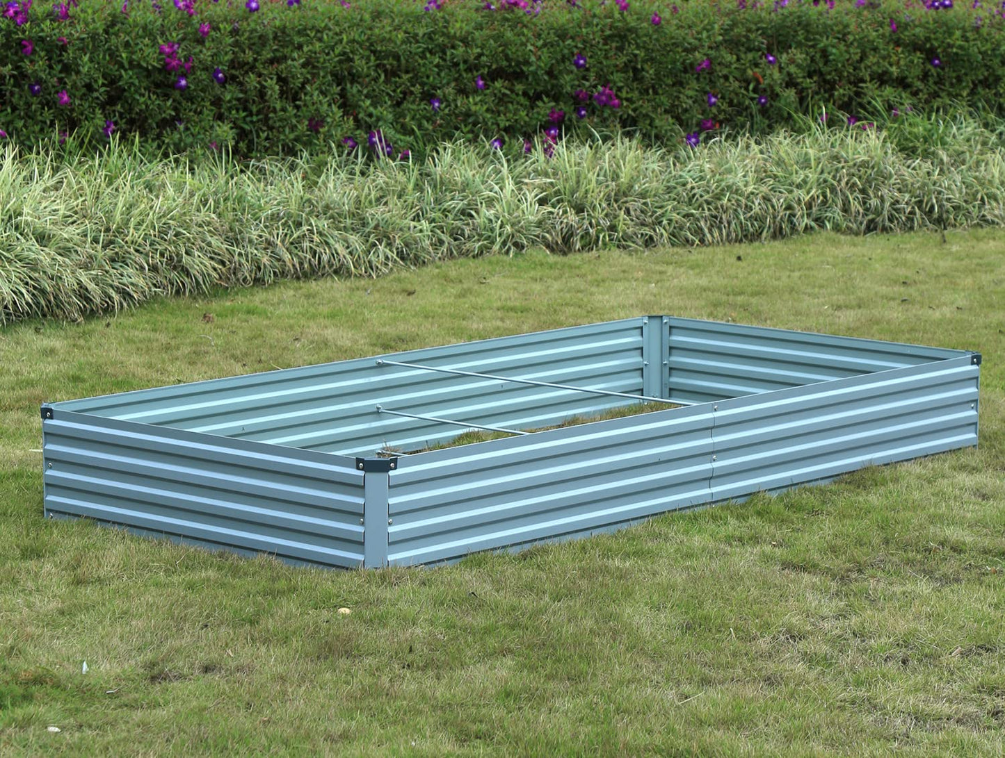 Meberam Metal Raised Garden Bed Kit 2PCS Set 6x3x1ft Outdoor Bottomless Galvanized Elevated Plant Box for Vegetable Flower, Grey