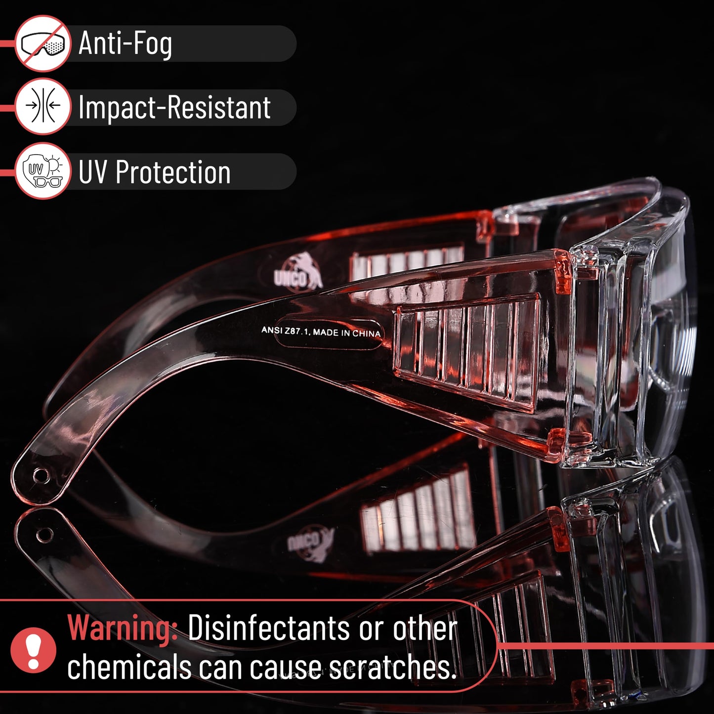 NCO- Safety Goggles Over Glasses, Protective Goggles, Safety Goggles Anti Fog, Work, Safety Glasses Over