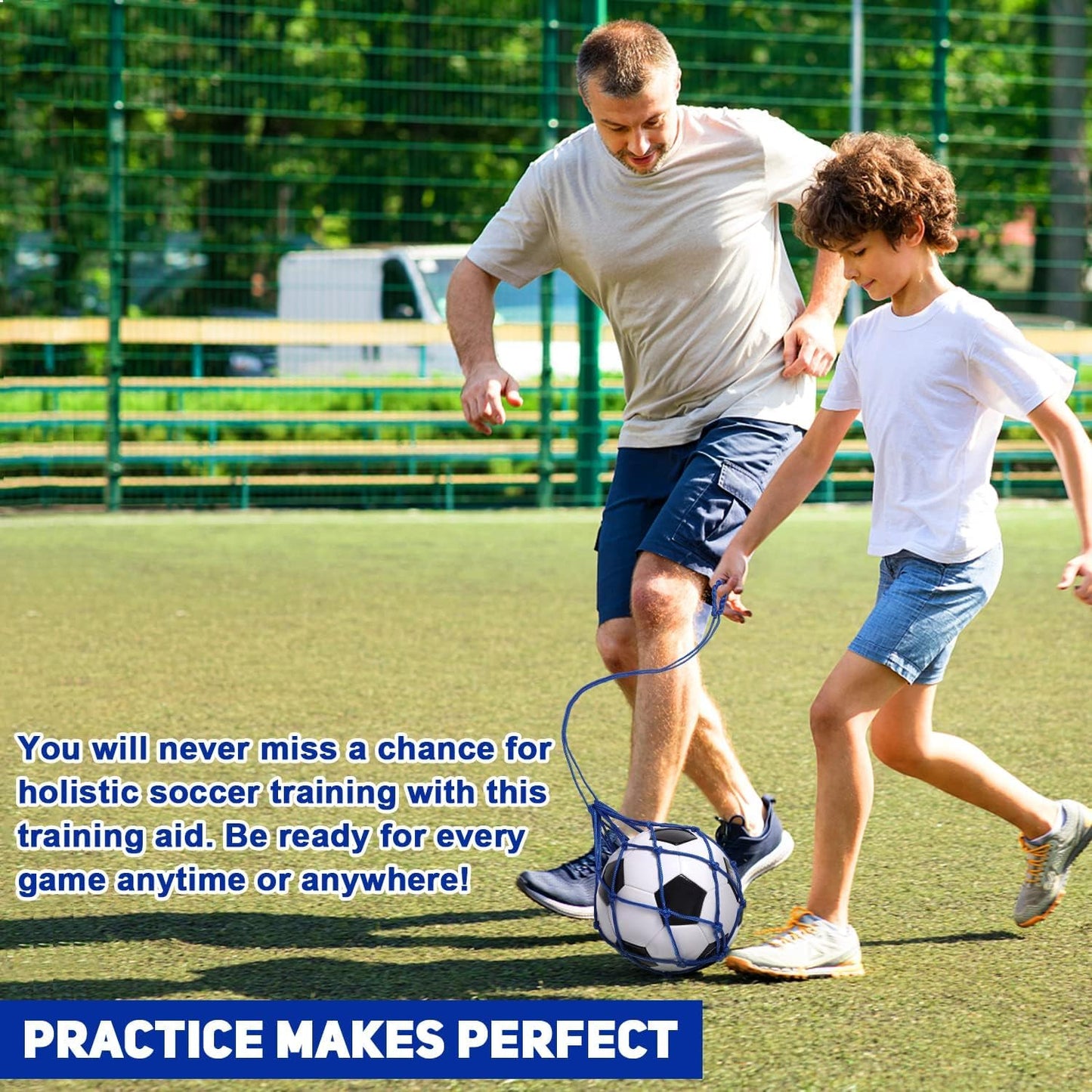 TOBWOLF 2PCS Football Kick Trainer Soccer Ball Net Kicker, Fits Ball Size 3, 4, 5, Solo Soccer Kick Practice Training Aid Soccers Return Trainer Net Football Trainers Juggling Nets for Youth Adults