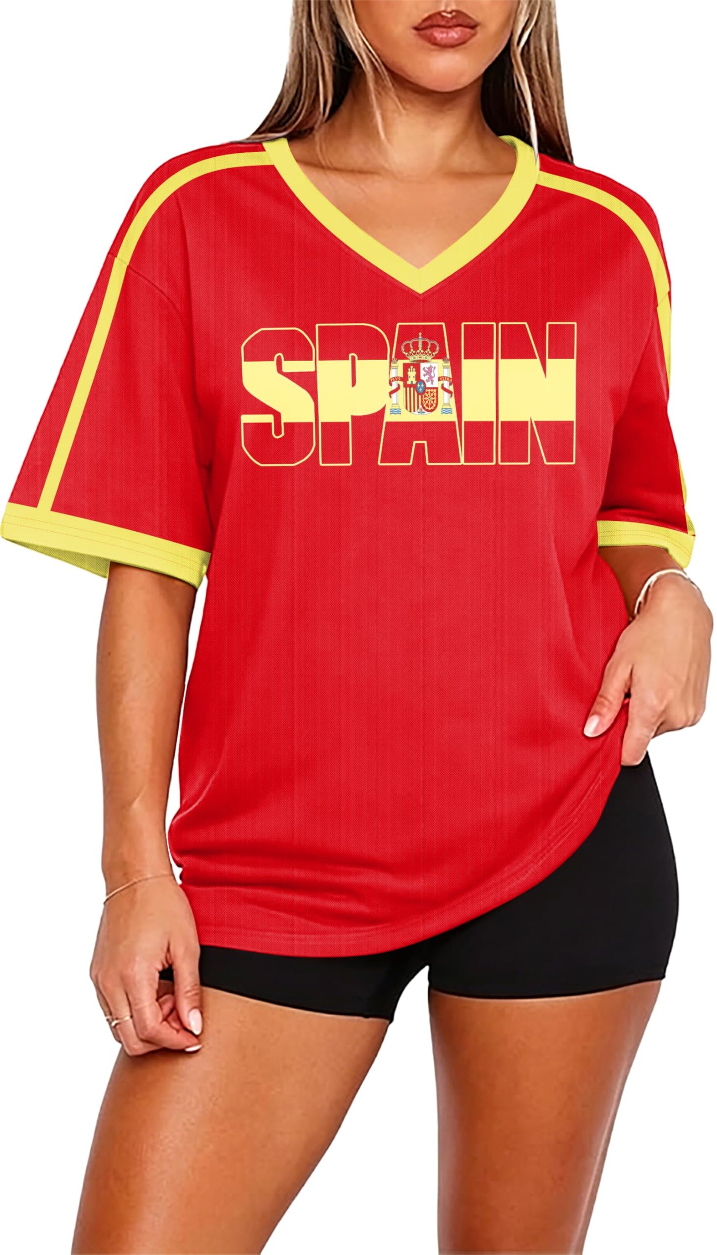Soccer Cup 2026 Shirts for Women Oversized Mexico Jersey Spain Jerseys Y2K V Neck Soccer Fan Tops