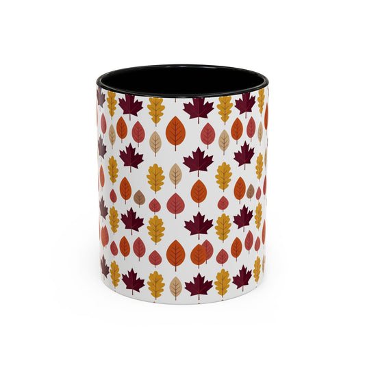 Autumn Leaves Accent Coffee Mug – Fall Leaf Pattern 11/15oz