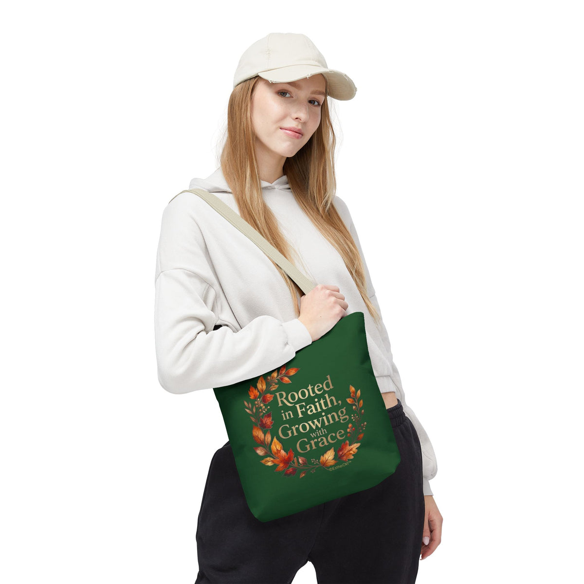 Faith Wreath Tote — "Rooted in Faith, Growing with Grace" Fall Canvas Bag