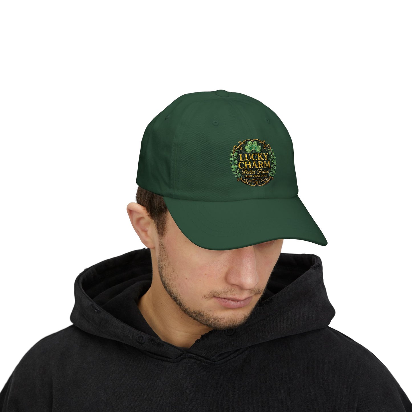 Luck Charm Feelin' Fierce Embroidered Dad Cap — Irish Vibes St. Patrick's