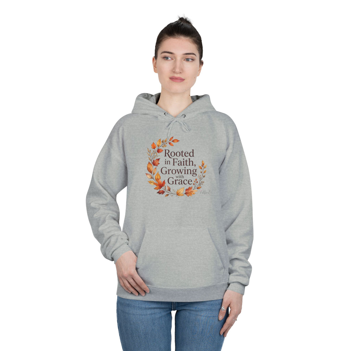 Christian Faith Hoodie — "Rooted in Faith, Growing with Grace" Autumn Wreath Pullover