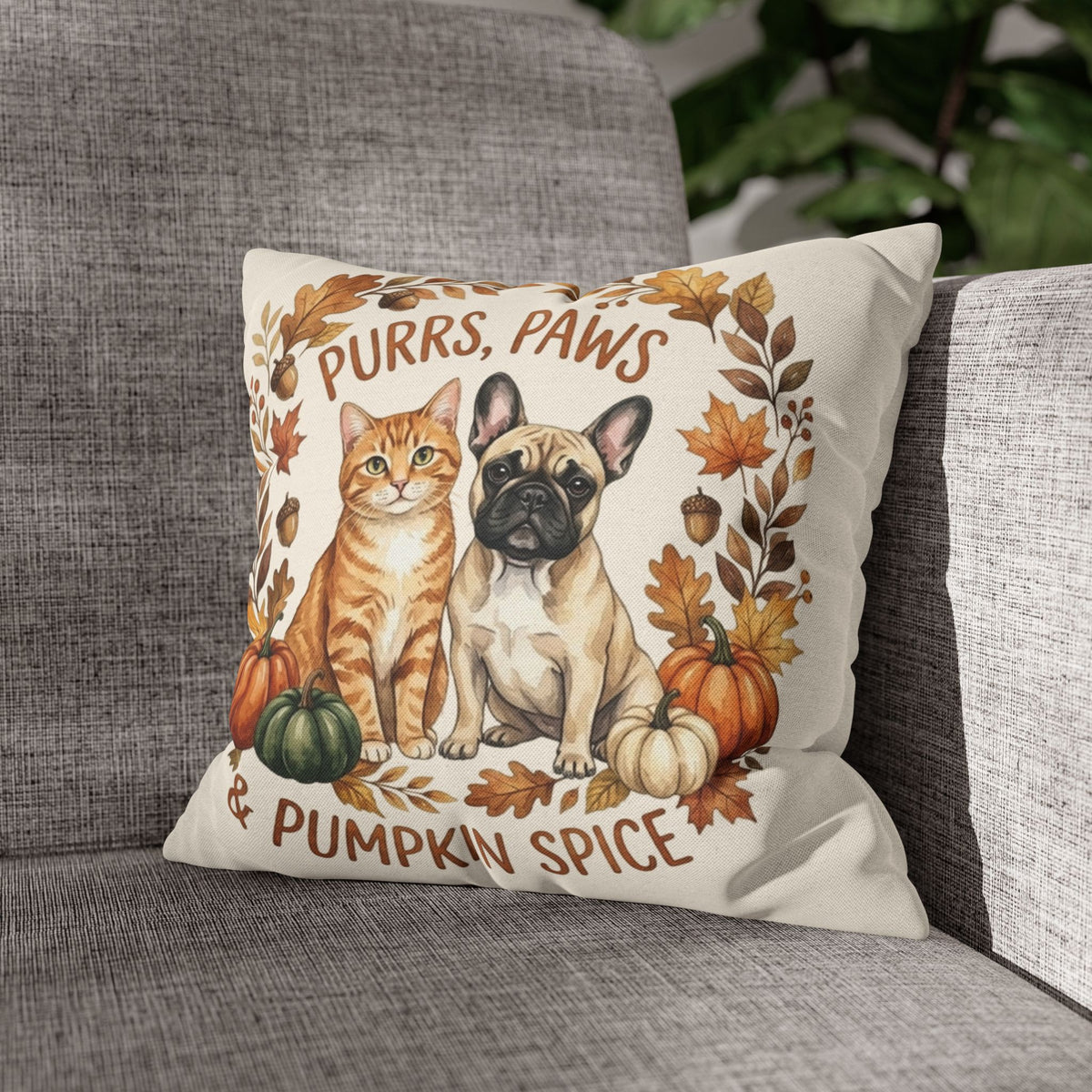 Purrs, Paws & Pumpkin Spice Fall Pillowcase
