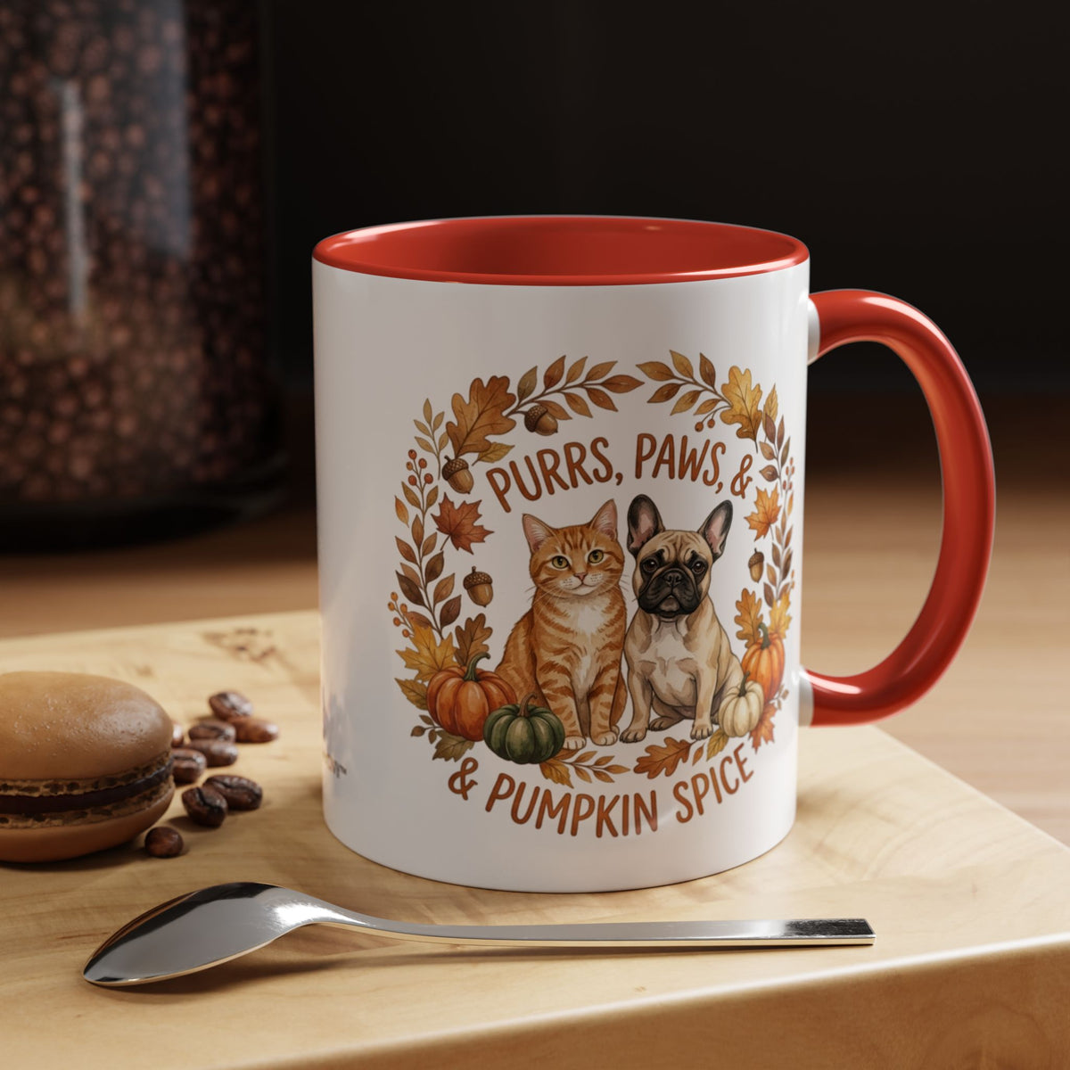 Fall Pet Mug - "Purrs, Paws & Pumpkin Spice" Accent Coffee Mug