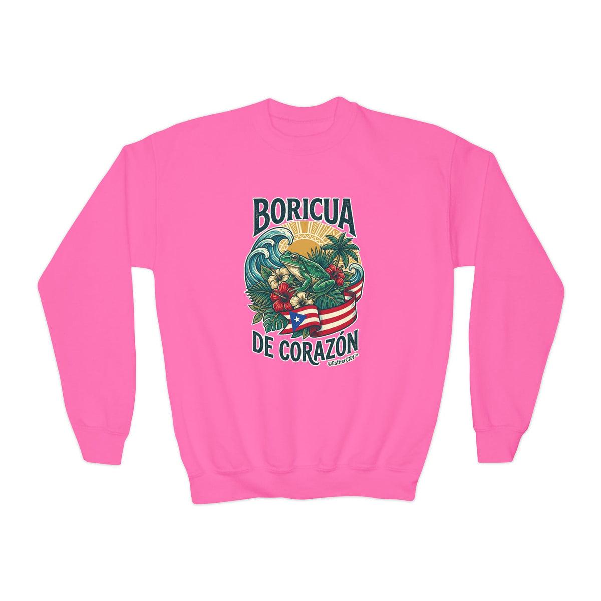 Youth Crewneck Sweatshirt — "Boricua de Corazón / La Isla en Mi Corazón" Puerto Rican Pride Pullover