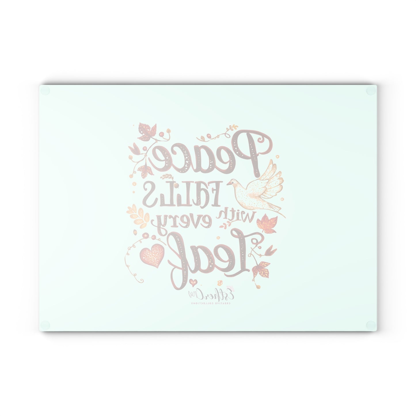 Glass Cutting Board - "Peace Falls With Every Leaf" Autumn Decorative Kitchen Board