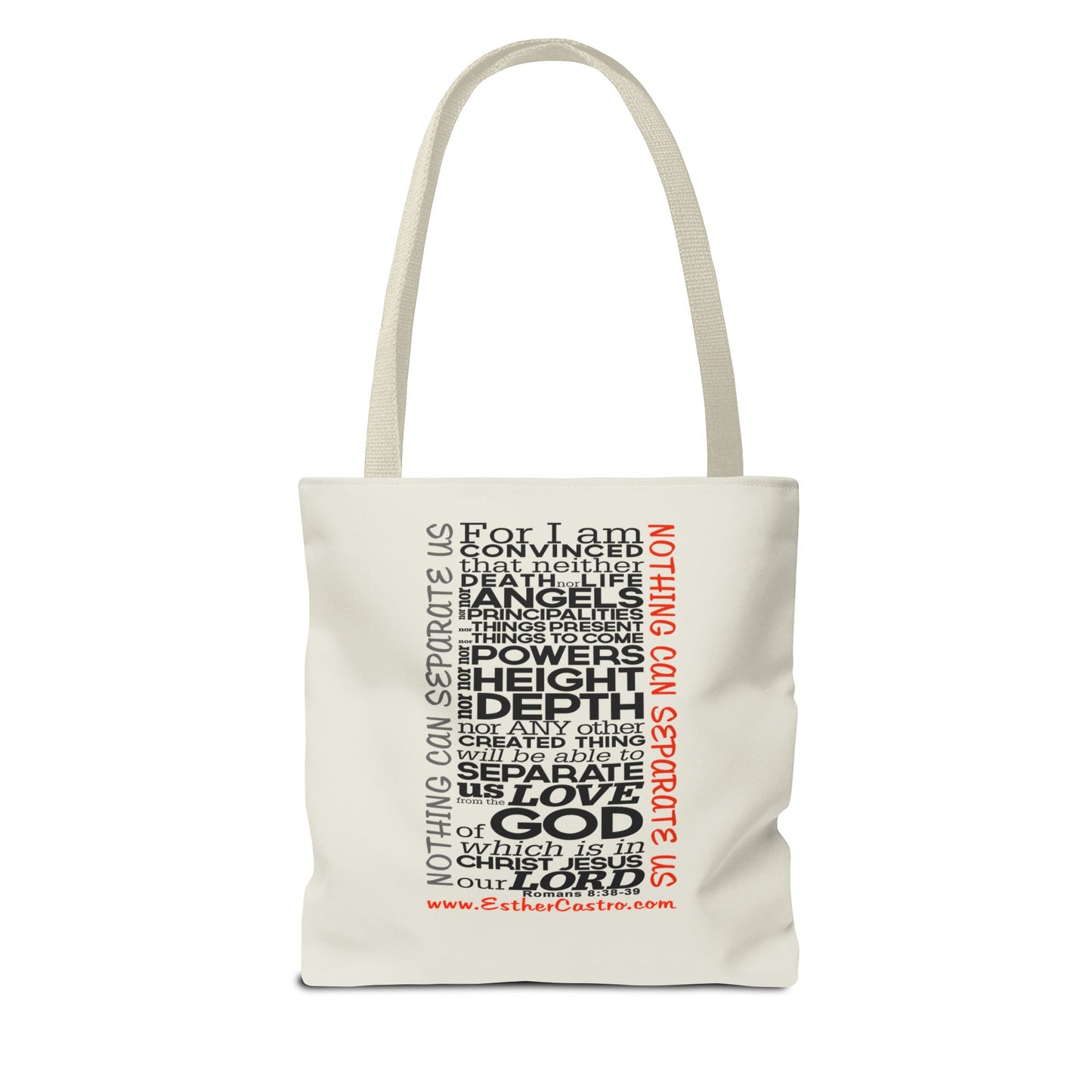Tote Bag "Nothing Can Separate Us" Inspirational Scripture Word-Cloud
