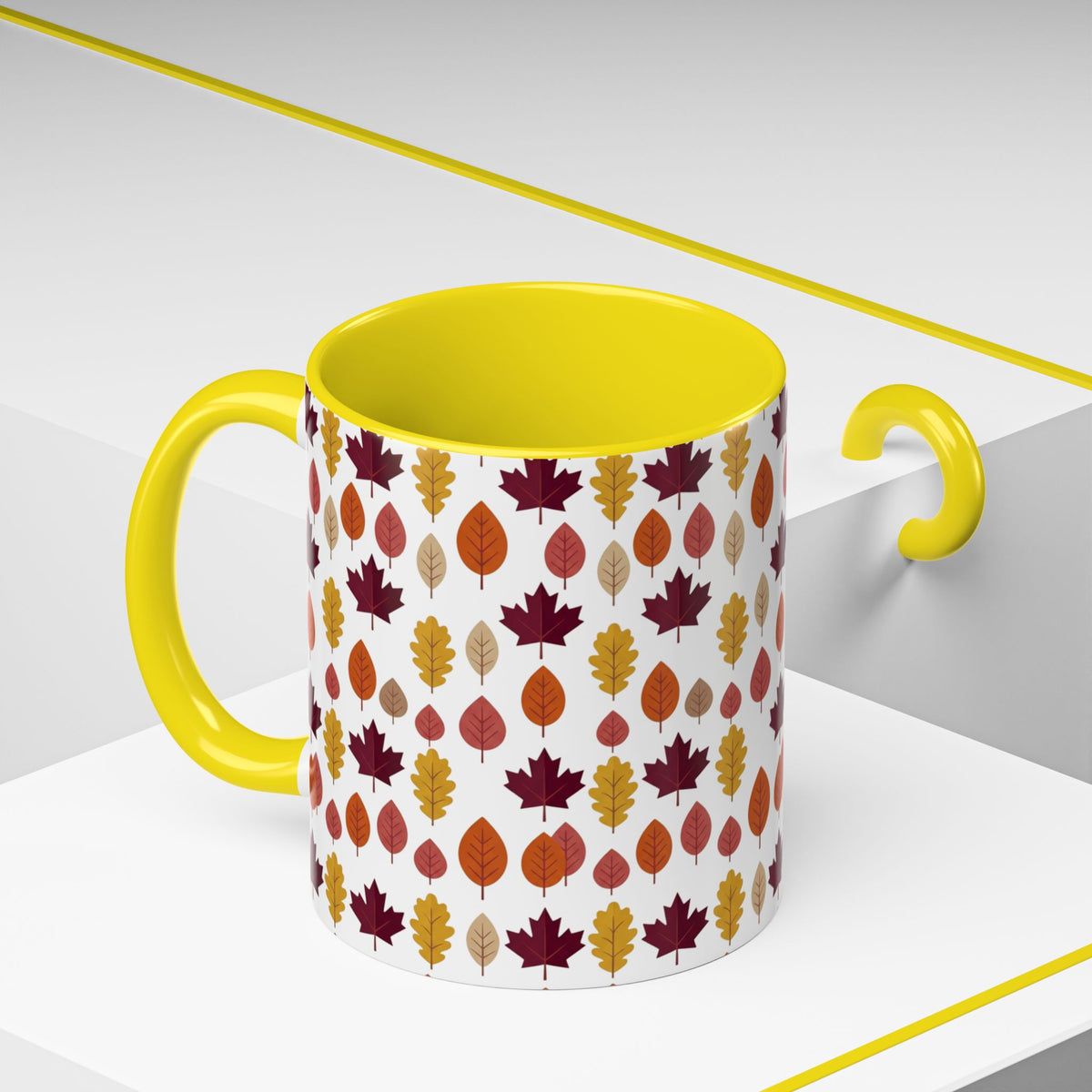 Autumn Leaves Accent Coffee Mug – Fall Leaf Pattern 11/15oz