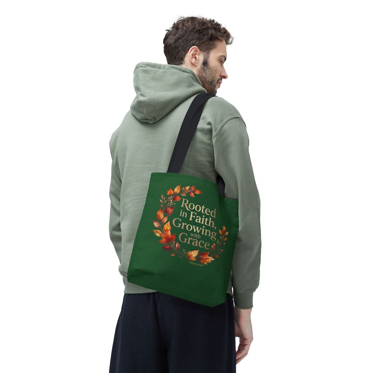 Faith Wreath Tote — "Rooted in Faith, Growing with Grace" Fall Canvas Bag