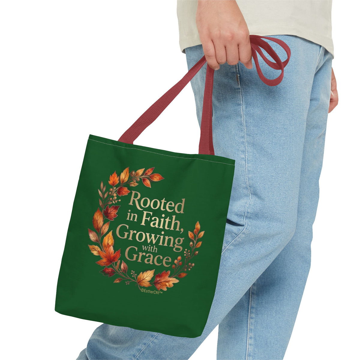 Faith Wreath Tote — "Rooted in Faith, Growing with Grace" Fall Canvas Bag