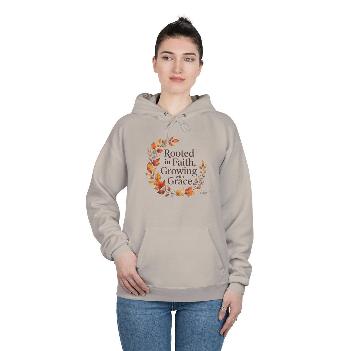 Christian Faith Hoodie — "Rooted in Faith, Growing with Grace" Autumn Wreath Pullover
