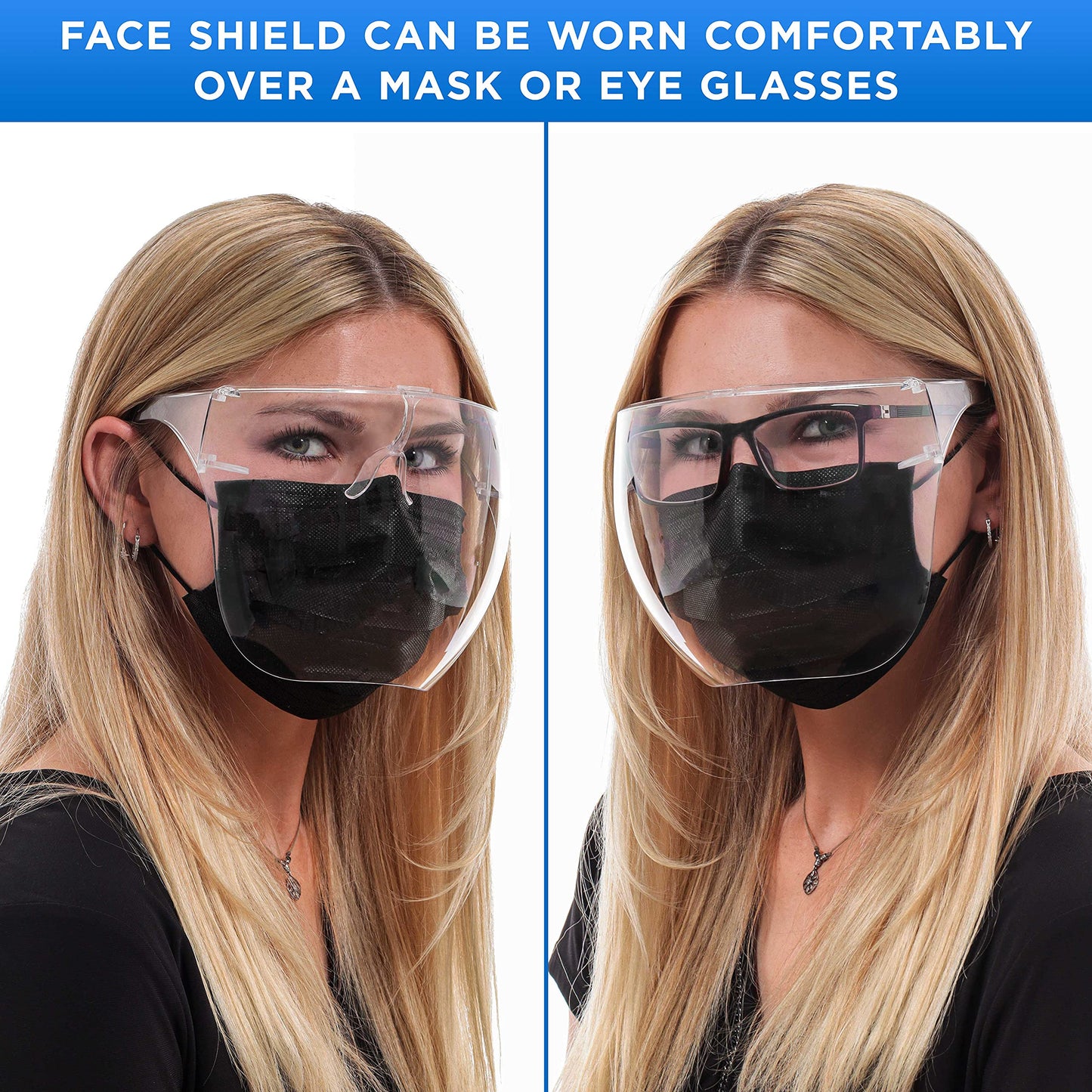 Salon World Safety (Pack of 3 Protective Face Shield Full Cover Visor Glasses with Frames - Ultra Clear Reusable Plastic Goggles, Anti-Fog - Eye Nose Mouth Personal Protection, Sanitary Droplet Guard