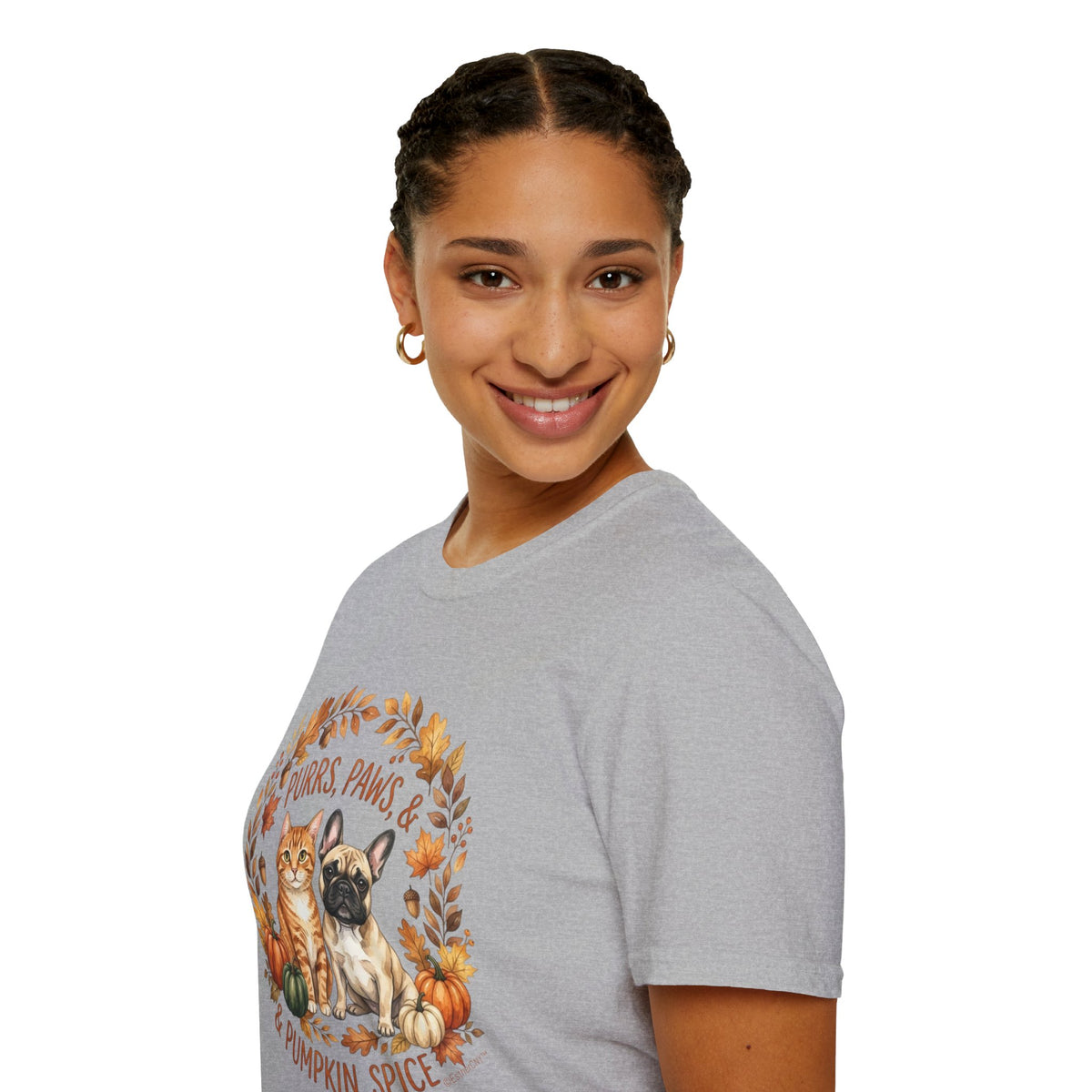 Purrs, Paws & Pumpkin Spice T-Shirt — Fall Cat & Dog Autumn Tee