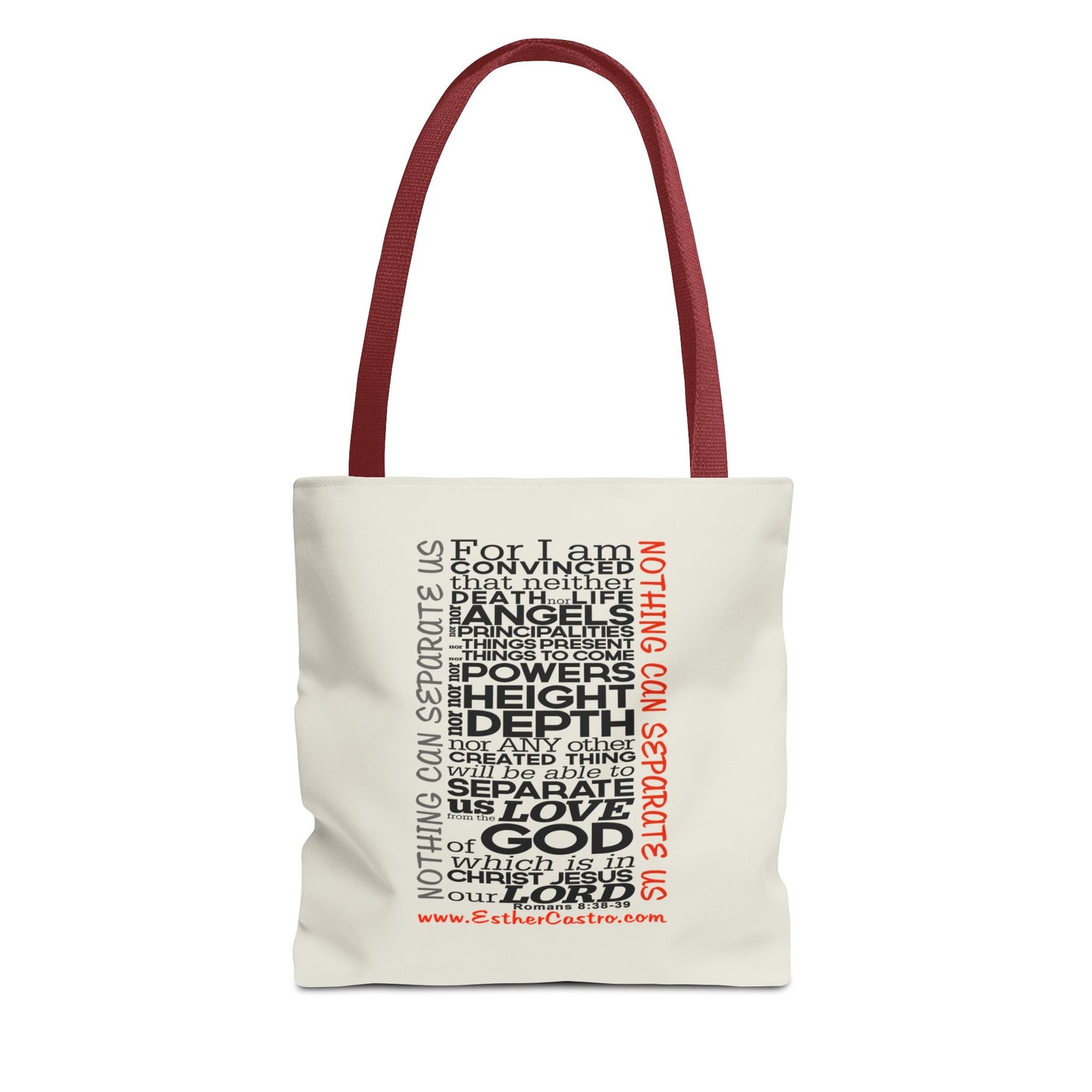 Tote Bag "Nothing Can Separate Us" Inspirational Scripture Word-Cloud