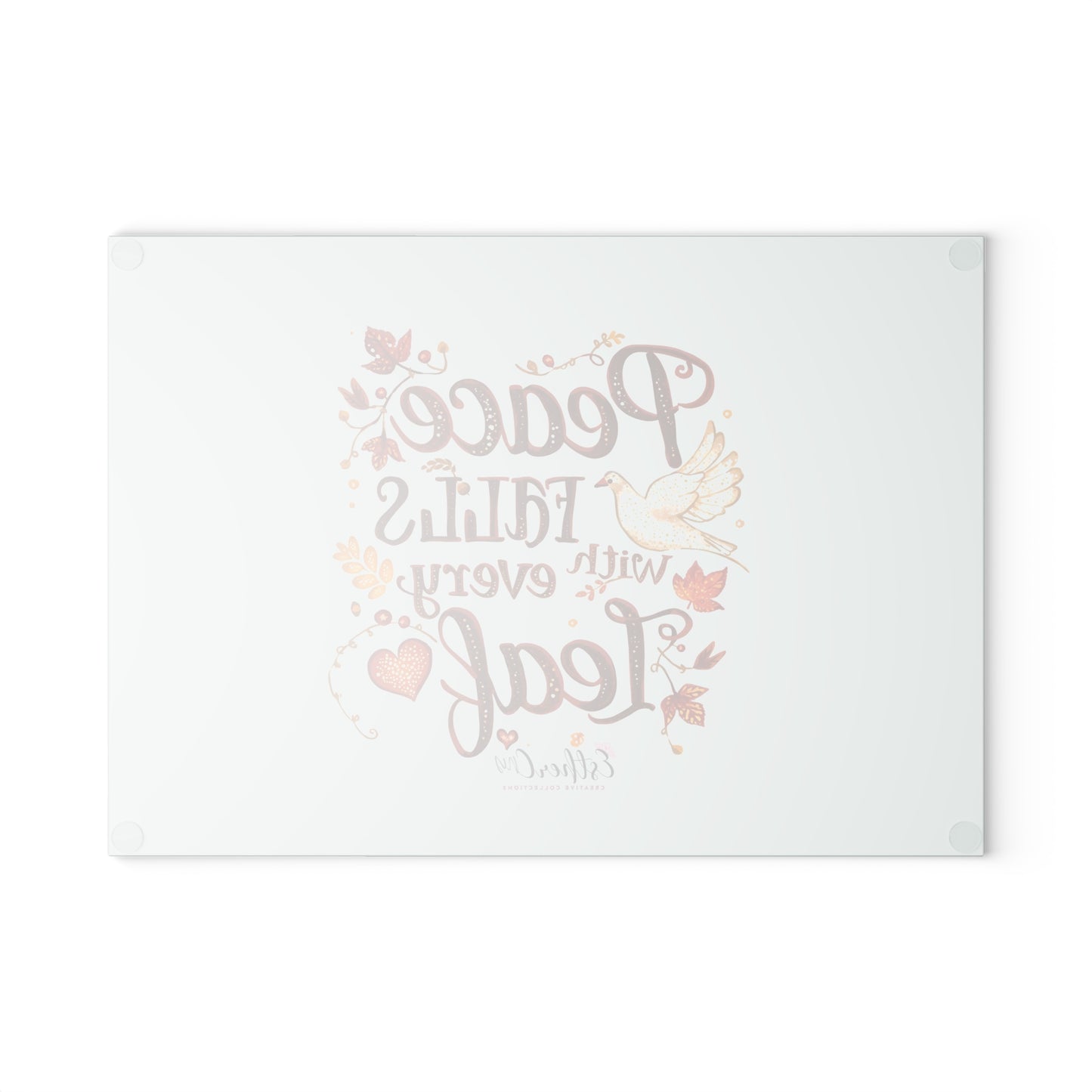 Glass Cutting Board - "Peace Falls With Every Leaf" Autumn Decorative Kitchen Board